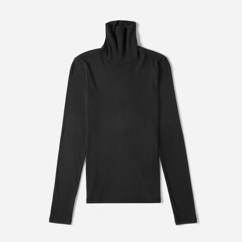 Everlane Pima micro rib turtleneck size small black